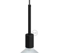 Kit portalámparas cilíndrico de metal E27 prensaestopa 15cm - Negro