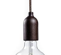 Kit portalámparas E27 de madera con presacable oculto - Efecto Wengué