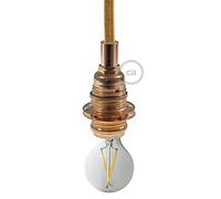 Kit portalámparas para pantalla de metal doble arandela E14 - Cilíndrico, Cobre