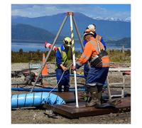 Kit portátil de detención de caídas con trípode y cabrestante, equipo de rescate compacto, dispositivo de elevación de emergencia, capacidad de 2600 libras, herramienta de seguridad para espacios