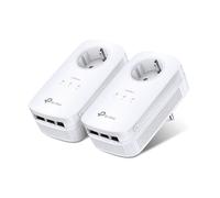 Kit Powerline Gigabit AV1300 de TP-Link 2 adaptadores, hasta 1.300 Mbit/s, alcance de 300 m, 3 puertos LAN Gigabit
