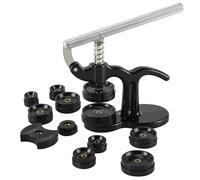 Kit Prensa Tapa Relojes con 12 Negro Troqueles 18-50mm, Herramienta Cierre Caja Posterior para Reparación Relojes, Máquina Desmontar para Pilas Cambiar, Juego Herramientas Barra Resorte Profesional