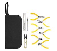 Kit profesional de 9 piezas de alicates para joyería, set de herramientas para fabricación de joyas con alicates planos, curvos y redondos, mangos de agarre suave y estuche de