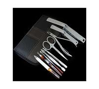 Kit profesional de 9 piezas for pedicura y cuidado personal acero al carbono, con estuche viaje cuero