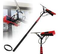 Kit profesional de limpieza de ventanas, juego de rasqueta y poste extensible de 39 pies, cepillo de alimentación de agua ajustable para limpieza de alta altitud y paneles solares