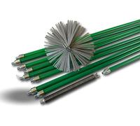 Kit Profesional de Limpieza para conductos no revestidos | Cepillo de Acero | Ø 150 mm | 12 m con 9 Varillas autobloqueantes Ø 18 mm Huecas | Resorte de Inicio | Chimeneas | Kibros 5KIT15ALO