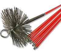 Kit Profesional de Limpieza para conductos no revestidos | Cepillo de Acero Plano | Ø 200 mm | 8,50 m con 6 Varillas | Resorte de Inicio | Chimeneas | Kibros 4KIT20Ab