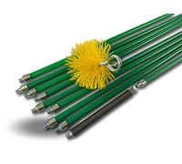 Kit profesional de limpieza para conductos revestidos | Cepillo sintético | Ø 125 mm | 12 m con 9 varillas autobloqueantes Ø 18 mm huecas | Resorte de inicio | Chimeneas | Kibros 5KIT125NLO