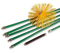 Kit profesional de limpieza para conductos revestidos | Cepillo sintético | Ø 180 mm | 8 m con 6 varillas autobloqueantes Ø 18 mm huecas | Resorte de inicio | Chimeneas | Kibros 5KIT18Nb