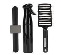 Kit profesional de peinado con cepillo de ventilación curvo, botella con pulverizador para desenredar, pinza para el pelo, soporte para pulsera para el hogar, salón, cuidado de la (Negra)