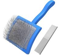 Kit Profesional de Peluquería Canina Cepillo Pelo con Pines Largos Inclinados y Peine para Mascotas Elimina Efectivamente Nudos Enredos Tapones en Pelaje Rizado Grueso como Goldendoodles Poodles Labra