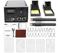 Kit profesional de quema de madera, kit de pirografía Wandart de 60 W con doble quemador de madera, 20 puntas de alambre de leña, incluyendo puntas de bola y 5 plantillas
