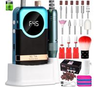 Kit profesional de taladro eléctrico de uñas, lima de uñas eléctrica de 45000 rpm, taladro de uñas portátil inalámbrico con brocas y base, máquina de archivo E para mujeres (verde)