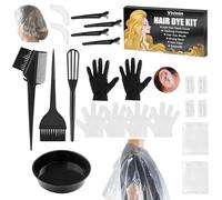Kit profesional de tinte para el cabello, 14 piezas, productos para teñir el cabello con cepillo para teñir el cabello, cuenco plegable, clips, orejeras, guantes desechables, bufanda, gorro de ducha