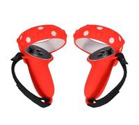Kit Protección Silicona Roja con Correas Cuero para Controladores Oculus Quest 2 - Fundas + Cubiertas Palancas, Disponible 4 Colores