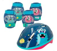 Colorbaby CB Riders - Set Casco y Protecciones para niños, Ride & Roar, Diseño Monstruos, Contiene 5 Piezas, Rodilleras, Coderas, Protección Patinete niño, +3 años, 47554