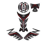 Kit protector de depósito frontal y lateral, protección tapón y compartimento para llave resinado adhesivo efecto 3D, compatible con Kawasaki Z900 v2 (rojo)