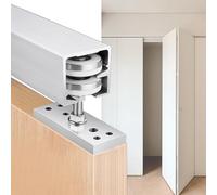 Kit Puerta Corredera Armario Corredizo Plegable Riel de Puerta Doble, Kit de Herrajes Para Puertas de Granero Ocultas con Rodillos Silenciosos, Puertas de Bolsillo Mecanismo de Reemplazo de Guía Para(