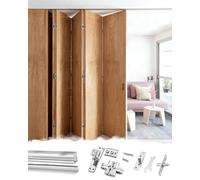 Kit Puerta Corredera Carril de Herrajes para Puertas Acordeón Corredizas, Sistema Alta Resistencia para Divisorias Habitaciones, Panel Plegable para Armario y Despensa(1.5m/59in track for 2 doors)