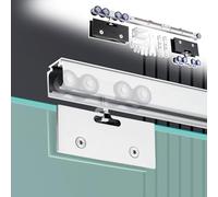 Kit Puerta Corredera Guía para Puerta Corredera de Cristal de 61,102, 122, 175, 198, 223 cm. Sistema de Herrajes para Puertas Correderas don Cierre Suave y Soportes de 8 Ruedas(Silver,31in(79cm))