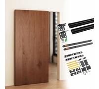 Kit Puerta Corredera Herrajes para Puerta Corredera Invisible Sin Riel, Riel Oculto con Cierre Suave para Efecto de Puerta Flotante, Riel de Puerta de Aluminio Negro(74cm(29.1in))
