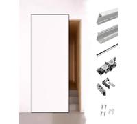 Kit Puerta Corredera Herrajes para Puerta Corrediza Oculta 2 3 4 5 6 7 8 9 10 pies, Riel Ahorrador de Espacio para Puertas Flotantes de Armario, Dormitorio y Gabinete(7.6ft/232cm)