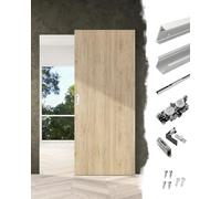 Kit Puerta Corredera Herrajes para Puerta Fantasma Flotante de Madera, Puerta Corredera Sin Riel para Paneles Divisores de Interior, Rodillos con Rodamientos de Bolas Antiruido(5.3ft/162cm)