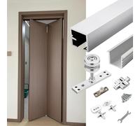 Kit Puerta Corredera Juego de Rieles de Caja de 76, 122, 140, 180 y 330 Cm, Sistema de Rieles Deslizantes para Puertas de Madera Plegables, Kit de Herrajes para Puertas de Granero para Despensa(45inch