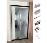 Kit Puerta Corredera Kit de Herrajes para Puerta Fantasma Sin Riel Visible, Sistema de Panel Deslizante Flotante Oculto con Mecanismo de Cierre Suave, Apto para Puertas(164cm/5.4ft)