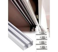 Kit Puerta Corredera Kit de Herrajes para Puertas Corredizas de Granero de Doble Riel con Derivación para 2 Puertas, Kit de Herrajes de 0.6 0.9 1.2 1.5 1.8 2.1 2.40 2.7 3.0 3.7 4.30m(5.5ft/1.7m)