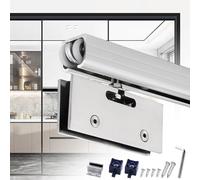 Kit Puerta Corredera Kit de Herrajes para Puertas Corredizas de Vidrio para Patio, Juego de Herrajes para Rieles de Puertas Corredizas de Vidrio, Sistema de Riel Superior para Puertas de Granero Moder