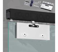 Kit Puerta Corredera Kit de Puerta Corrediza de Vidrio Sin Marco, Sistema de Puerta Corrediza de Bolsillo con Montaje en Techo, Puerta Corrediza de Vidrio para Armario para Baño, Balcón, Estudio u Ofi