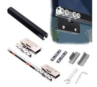Kit Puerta Corredera Oculta Riel Deslizante de Cierre Suave para Puerta de Ducha de Vidrio, Herrajes Puertas Corredera Empotrada con 8 Rodillos, Kit Puerta Corredera Oculta(Black,110in/280cm)