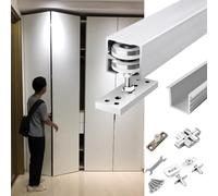 Kit Puerta Corredera Riel Deslizante de Polea Invisible para Puerta Plegable, Kit de Herrajes para Puertas Corredizas de Granero (Máximo 80 kg), Sistema de Riel de Caja(19inch/48cm)