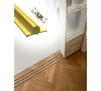 Kit Puerta Corredera Riel Deslizante de Suelo de Cobre con 2 Ruedas, Sistema de Guía Para Puerta Autoadhesivo Para Puertas de Granero/Armario, Personalizable(11.2ft/341cm)