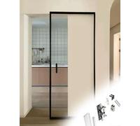 Kit Puerta Corredera Riel para Puerta Flotante, Kit de Riel Corredero Oculto para Modernos Diseños de Separadores de Ambientes, Herrajes Invisibles con Cierre Suave(110cm/3.6ft)