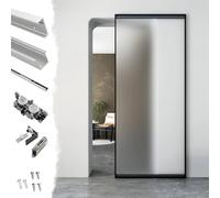 Kit Puerta Corredera Rieles de Panel Flotante para Armarios, Kit de Puerta Fantasma Corredera Oculta de Madera y Vidrio, Reemplazo de Riel de Armario de Aluminio Ahorro(14.2ft/433cm)