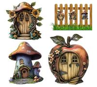 Kit Puerta de - Suministros Decorativos Pequeños de Madera - Juego de 3 Puertas de Casas de Cuento de,para Interior Exterior Pared Mesa Estante Ventana Dormitorio Patio Terraza Porche
