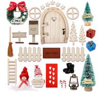 Kit Puerta Elfo Navidad Decoración 30 Piezas,Elfo Puerta Accesorios Navidad,Puerta de Duende de Navidad Accesorios Miniatura Elfo Gnomos Casa Navideños,Juego de Regalo Manualidades Navidad para Niños
