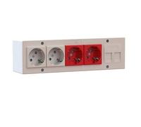 Kit puesto trabajo electrico 4 schukos y 2 RJ45 Blanco (Modelo 3)