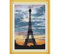Kit Punto de cruz 11CT tela impresa 32x43cm bordado diy kit de entrada simple bordado preimpreso para niñas manualidades artículos DMC bordado - La torre al atardecer
