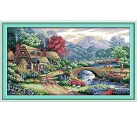 Kit Punto de cruz 14 ct Tela impresa 54x33cm Bordado de bricolaje Kit de entrada simple Bordado previo a la impresión para niñas Artesanía Artículos DMC Bordado - Escena de la granja