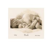 VERVACO Kit Punto De Cruz Bebe Nacimiento Regalos DIY Completo Primer Abrazo Creativo Manualidades Creatividad Adultos Decoracion Pared Bordar Kit Principiantes ca. 27 x 23 cm Cross Stitch