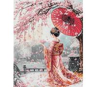 Kit Punto De Cruz Con Hilos Y Tel Impresa Hermosa Mujer Japonesa 40X50Cm Cuadros En Bordar Punto De Cruz Kit Bordado Completo Esquemas Cross Stitch Embroidery Para Principiantes Patrones Con