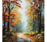 Kit Punto De Cruz Con Hilos Y Tela Impresa, Paisaje De Bosque De Abedules Cuadros En Cross Stitch Embroidery Bordar Punto De Cruz Kit Bordado Completo Esquemas Para Principiantes Patrones Co