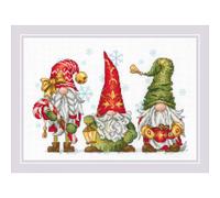 Riolis - Jolly Gnomes 2234, kits de punto de cruz de Navidad de 11¾ x 8¼, kits de punto de cruz para principiantes y avanzados, kits de punto de cruz para adultos, kits de costura contada, kit de