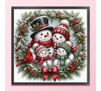 Kit Punto de Cruz Full Stitch 11CT para MUÑECO DE NIEVE 45x45cm | Hilo de algodón 3 hebras, bordado artesanal, kit para principiantes, decoracion de pared