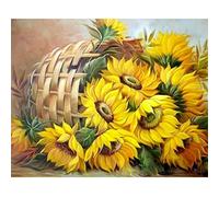 Kit Punto De Cruz Paisaje Con Hilos Y Tela Impresa - Girasoles Abstracto Moderno DIY 11Ct, 30X40Cm Patrones Cuadros Para Hacer