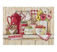 Kit Punto de Cruz Principiantes Cocina 11CT con Patrón Impreso 40cmX50cm Completo con Hilos, Agujas y Tela - Arte de Bordado para Principiantes y Expertos - Ideal para Decoración del Hogar y Re