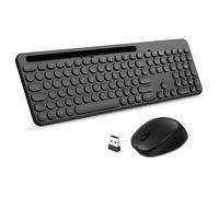 LeadsaiL Juego de Teclado y ratón inalámbrico, ergonómico, PC de tamaño estándar, diseño alemán QWERTZ, Clic silencioso, 12 Teclas FN para Ordenadores Windows, macOS, Ordenador portátil